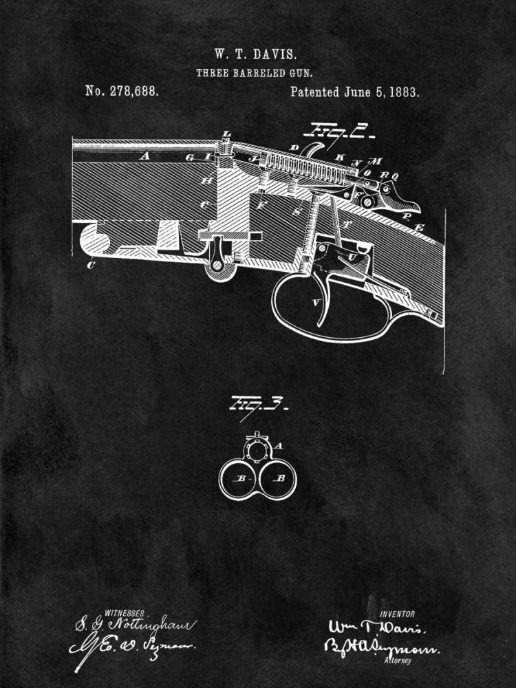 Wall Art Painting id:318195, Name: Three Barreled Gun - 1883-Black, Artist: Sproul, Dan
