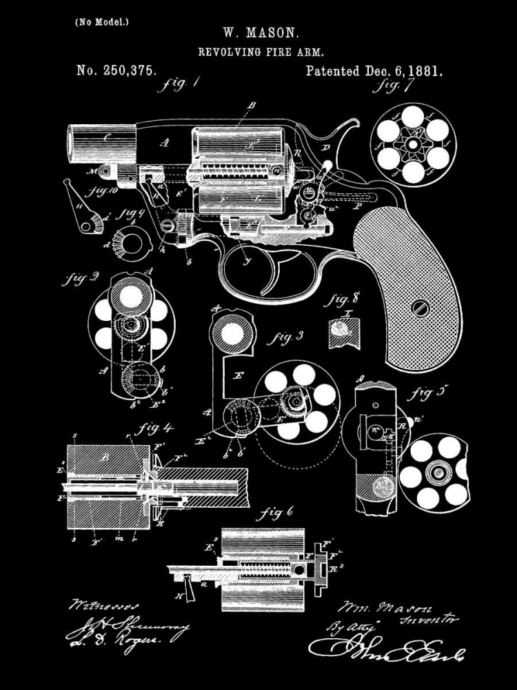 Wall Art Painting id:318199, Name: Revolving Firearm - 1881-Black, Artist: Sproul, Dan