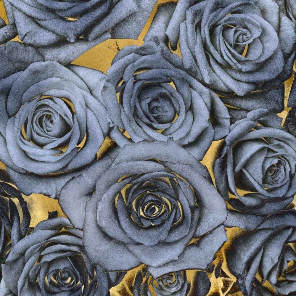 Wall art: Roses - Blue on Gold, by Bennett, Kate