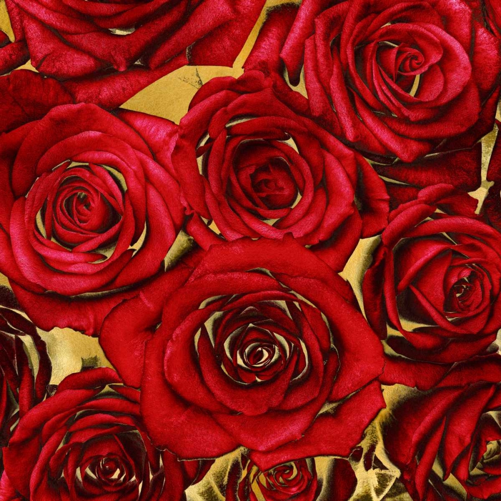 Wall art: Roses - Red on Gold, by Bennett, Kate
