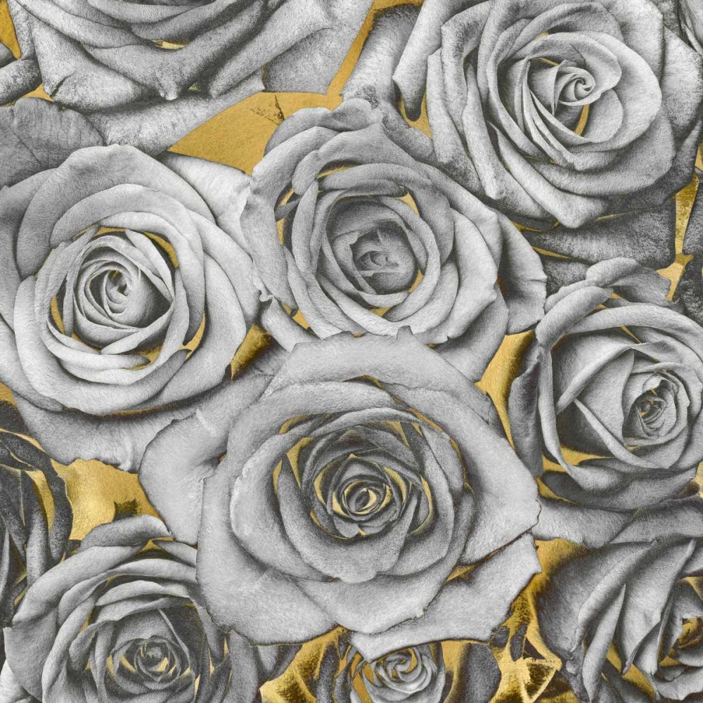 Wall art: Roses - Silver on Gold, by Bennett, Kate