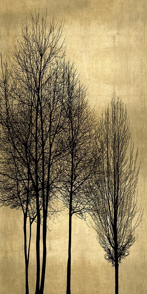 Art Print: Tree Silhutette on Gold I