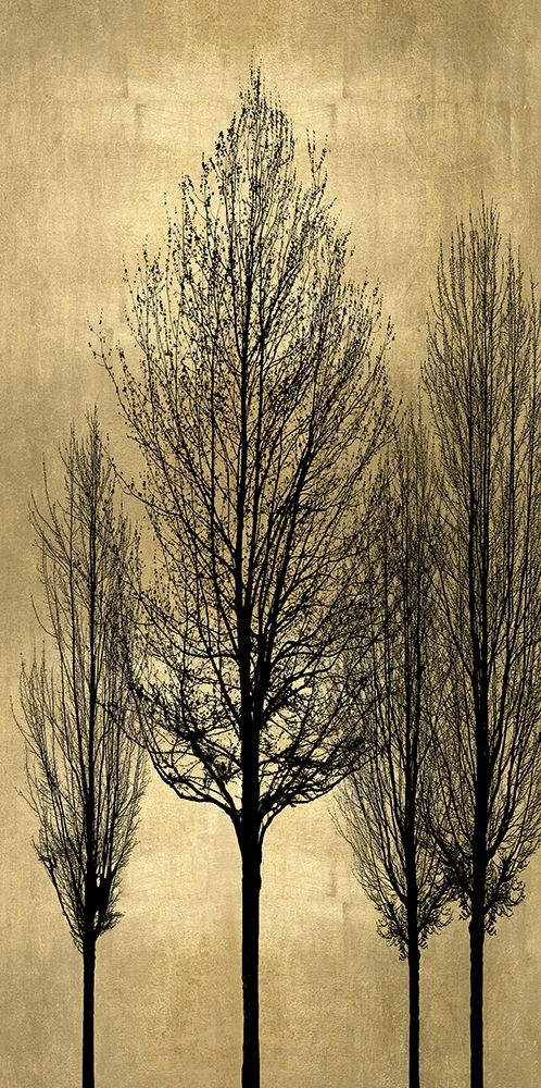 Art Print: Tree Silhutette on Gold II