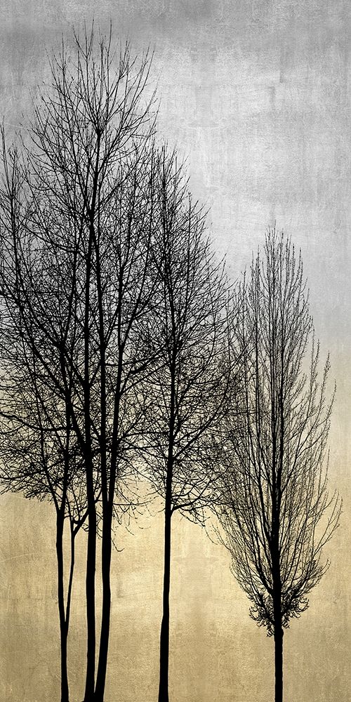 Art Print: Trees on Silver and Gold I