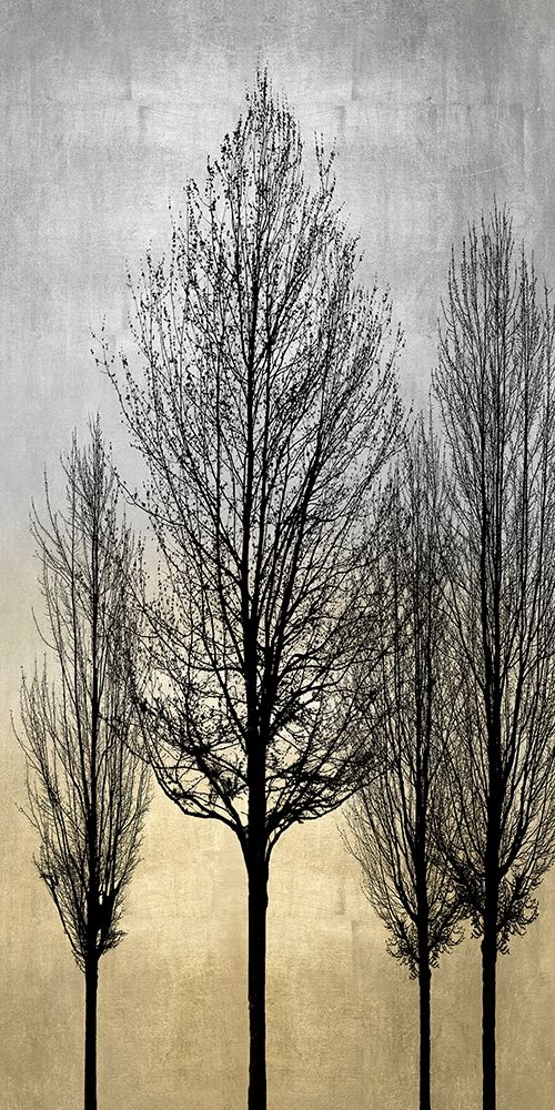 Art Print: Trees on Silver and Gold II