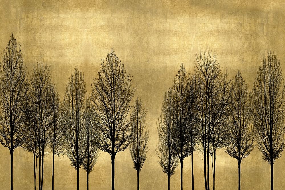Art Print: Tree Line on Gold