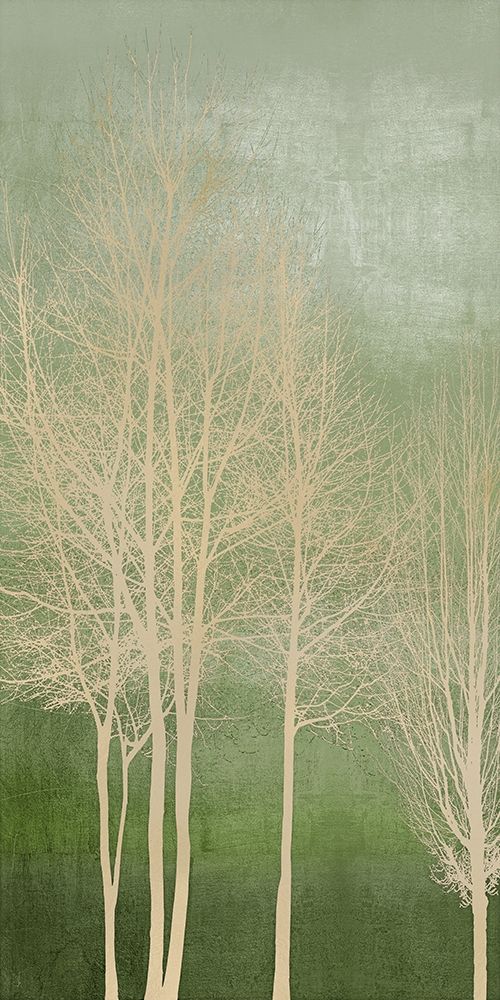Art Print: Trees on Green Panel I