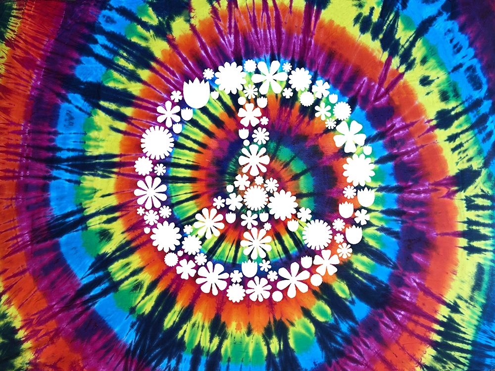Wall Art Painting id:325038, Name: Tie Dye Rainbow Peace Sign II, Artist: Kearns, Molly