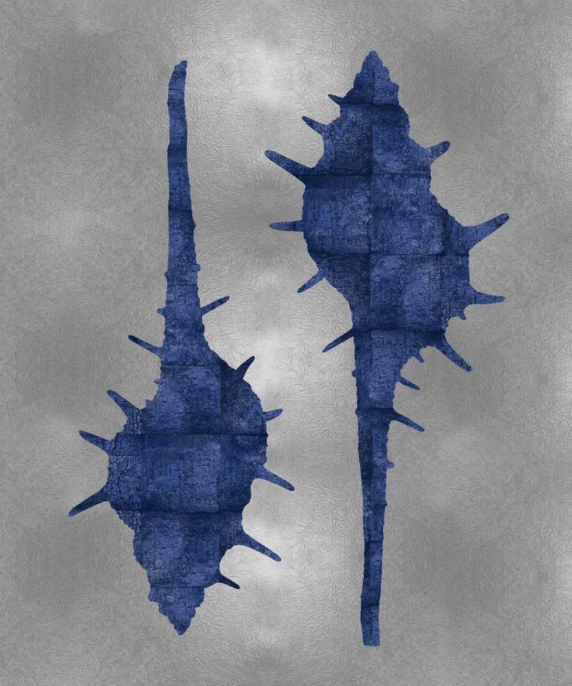 Art Print: Sea Life - Blue on Silver II