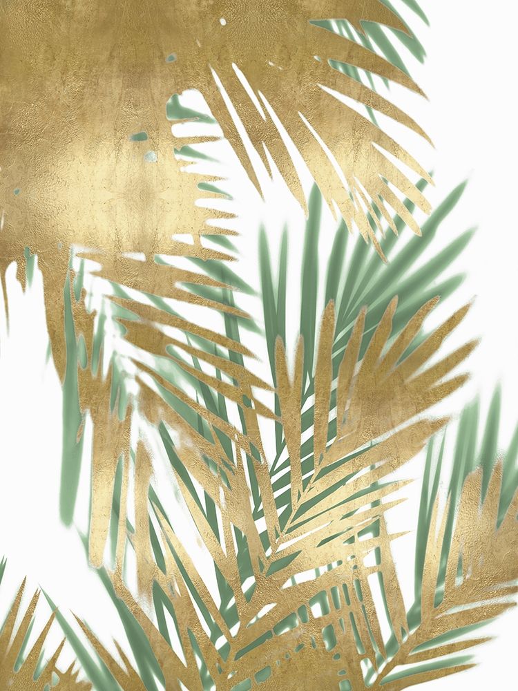 Art Print: Palm Shadows Gold on Green II