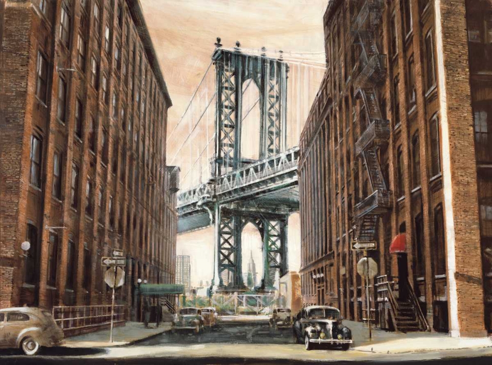 Wall Art Painting id:316637, Name: View to the Manhattan Bridge, Artist: Daniels, Matthew