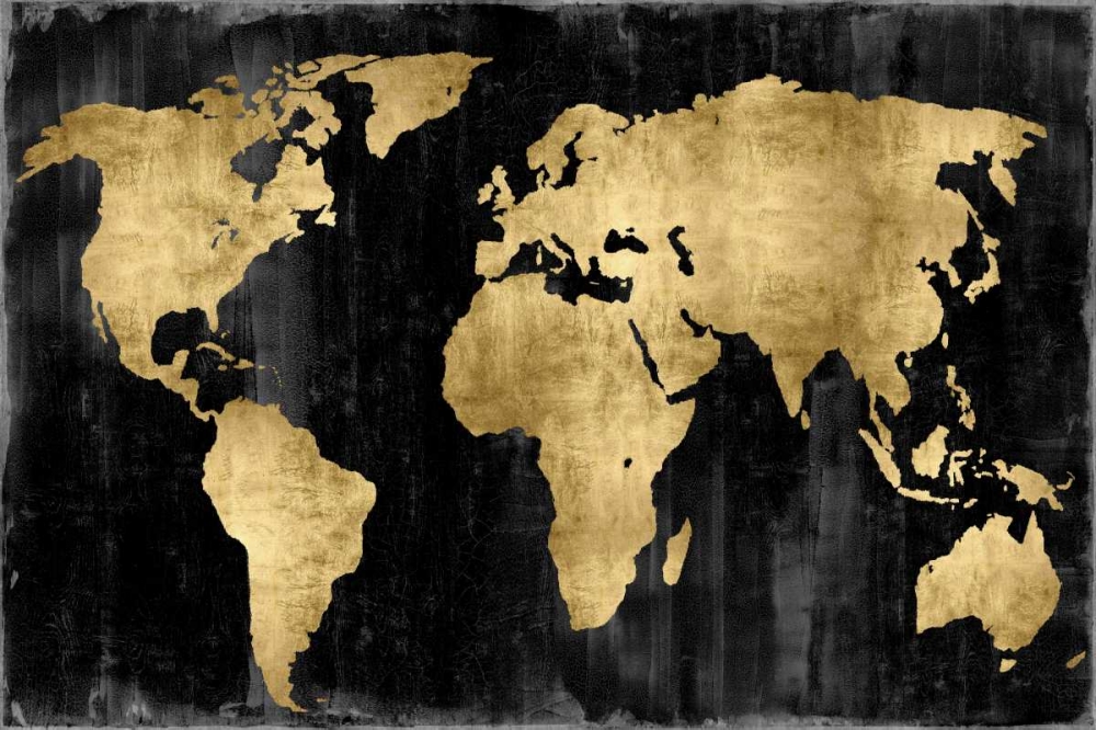 Art Print: The World - Gold on Black
