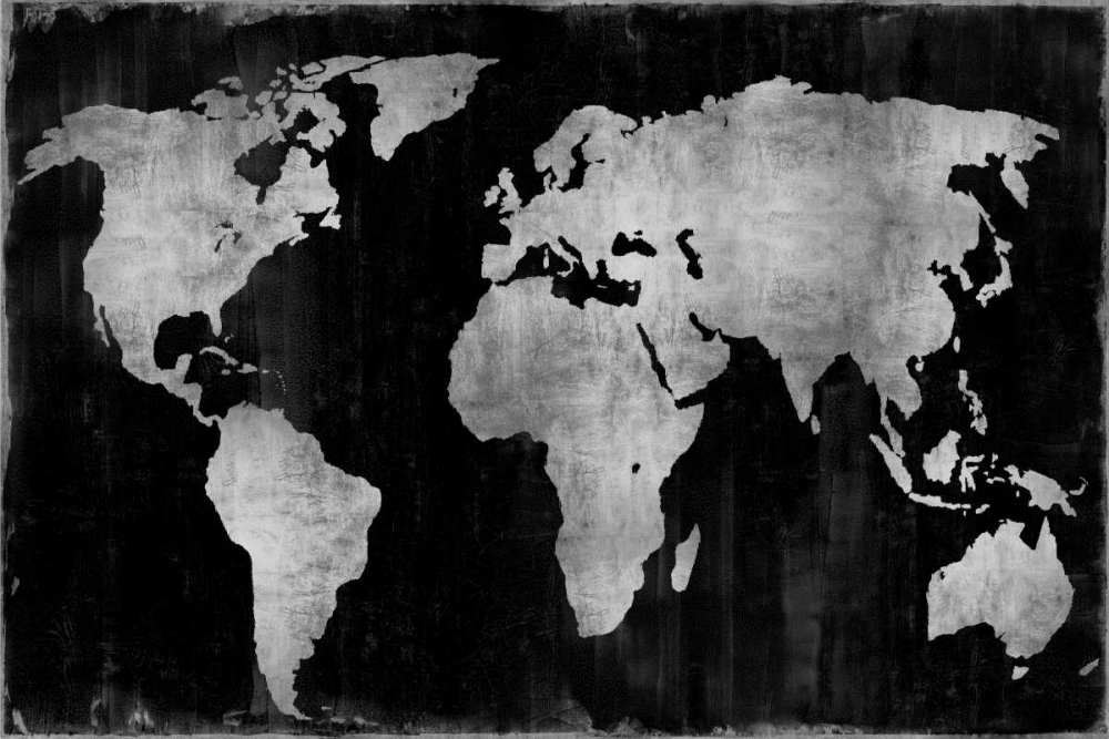 Art Print: The World - Silver on Black