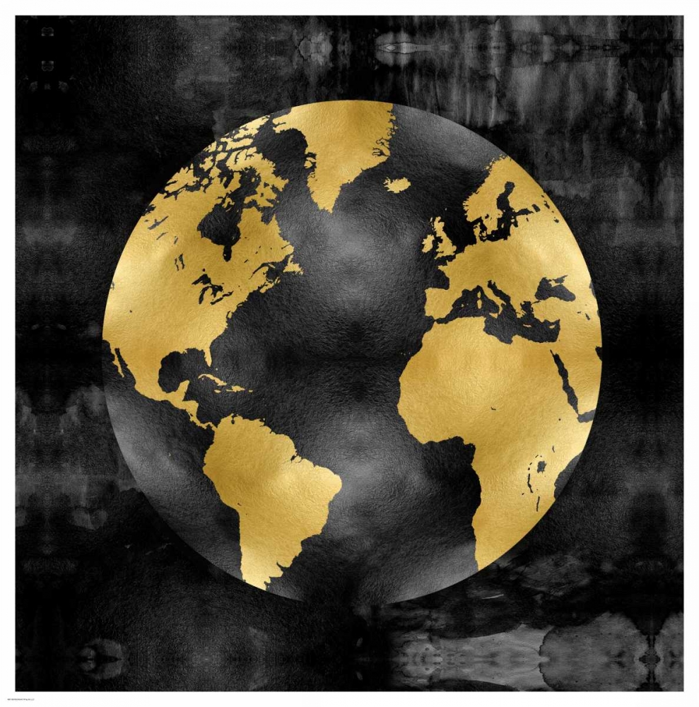 Art Print: The Globe Gold on Black