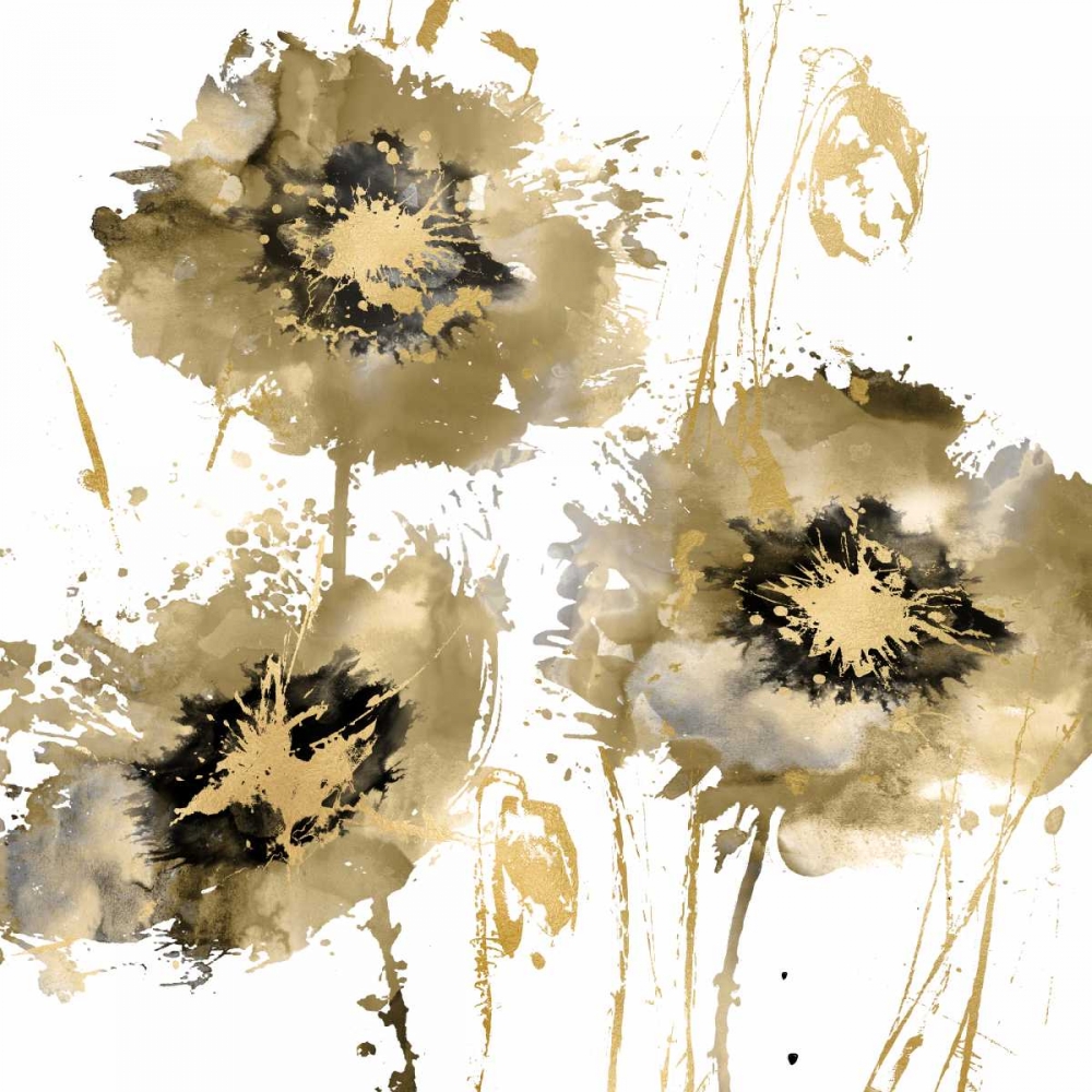 Art Print: Flower Burst Trio in Gold