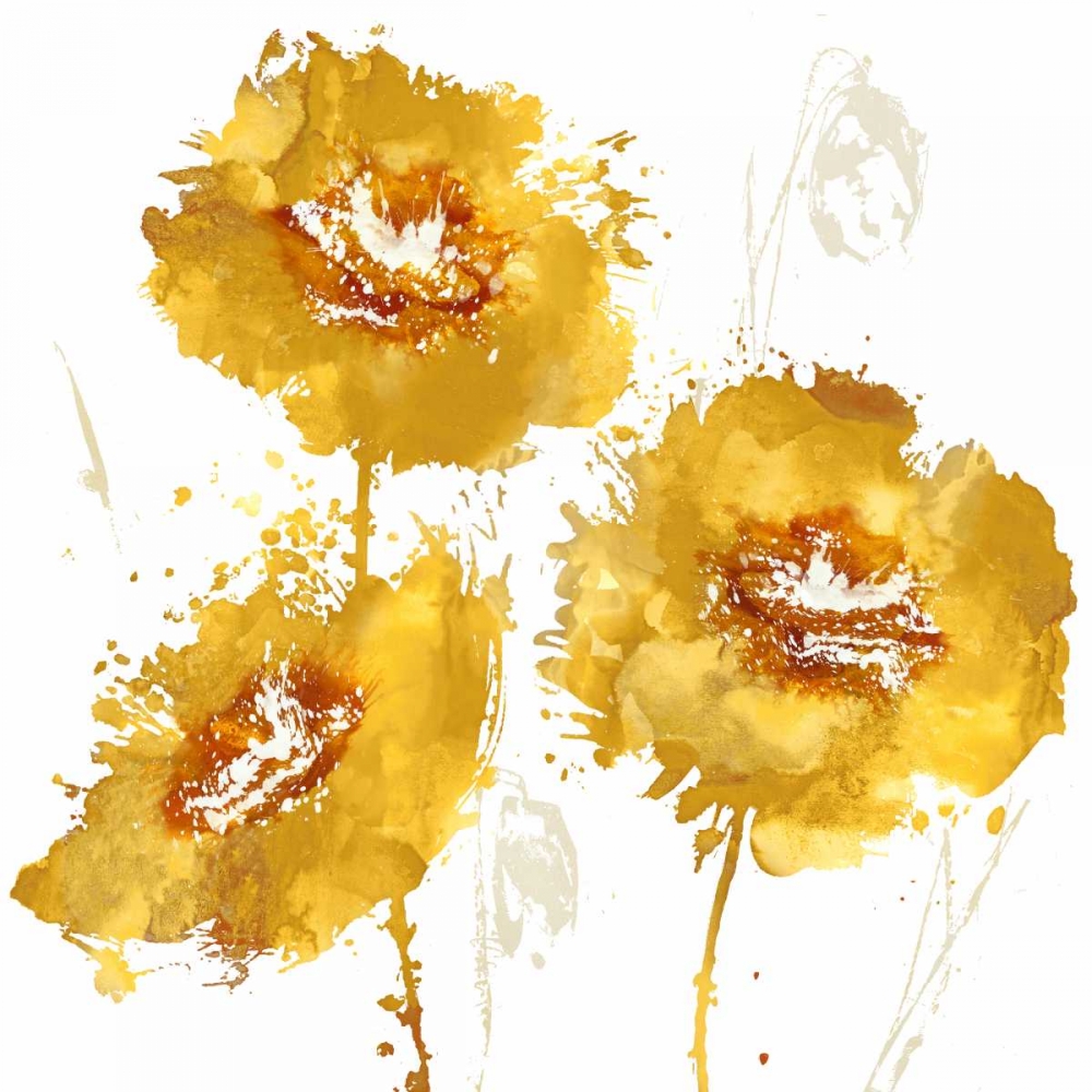 Art Print: Flower Burst Trio in Amber