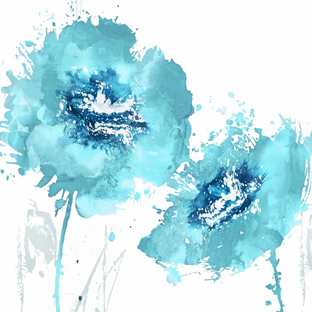 Art Print: Flower Burst in Aqua II