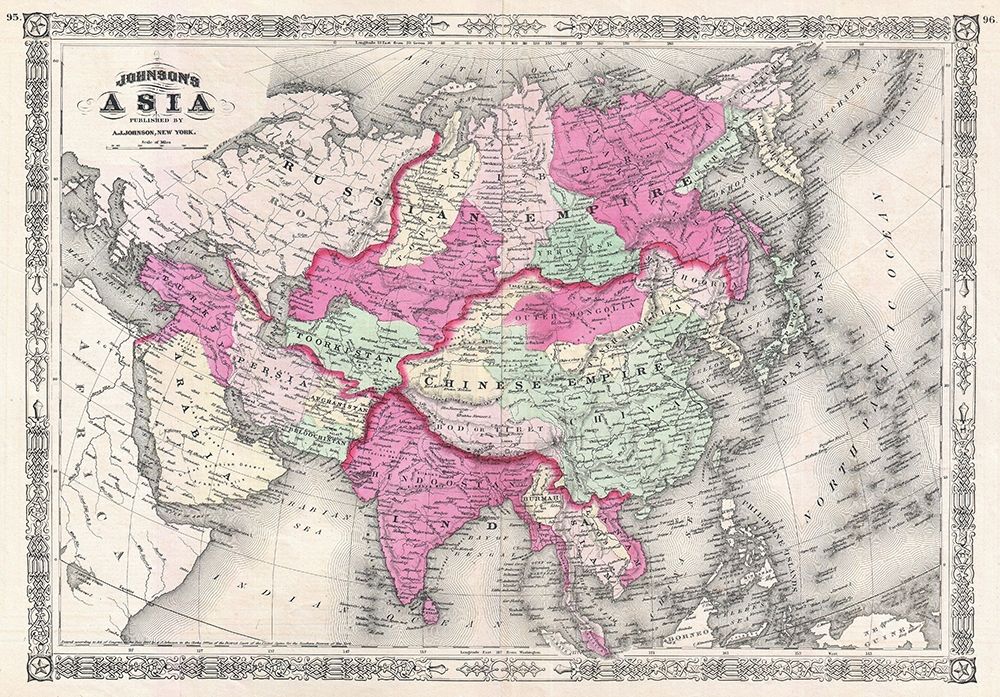 Wall Art Painting id:285787, Name: 1867 Johnson Map of Asia, Artist: Johnson