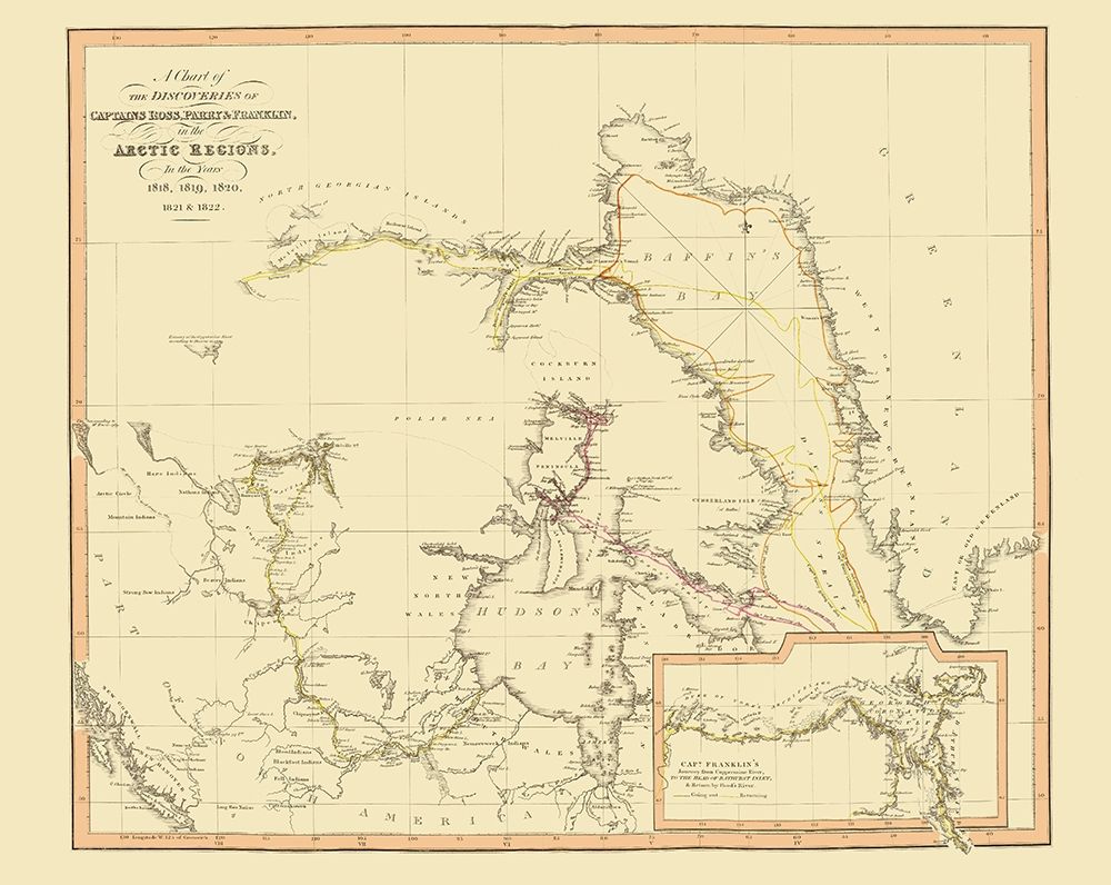 Wall Art Painting id:289373, Name: Arctic Region Discoveries Canada - Thomson 1822, Artist: Thomson
