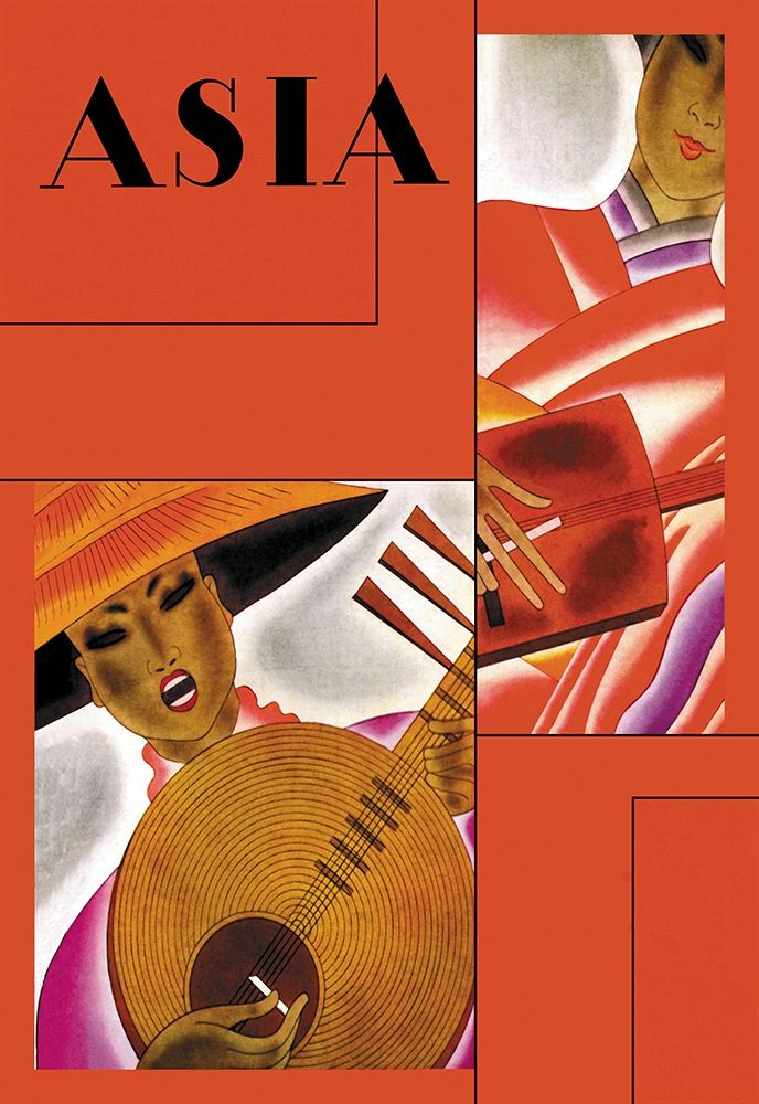 Wall Art Painting id:345405, Name: Japanese Instrument Player with Title, 1931, Artist: McIntosh, Frank