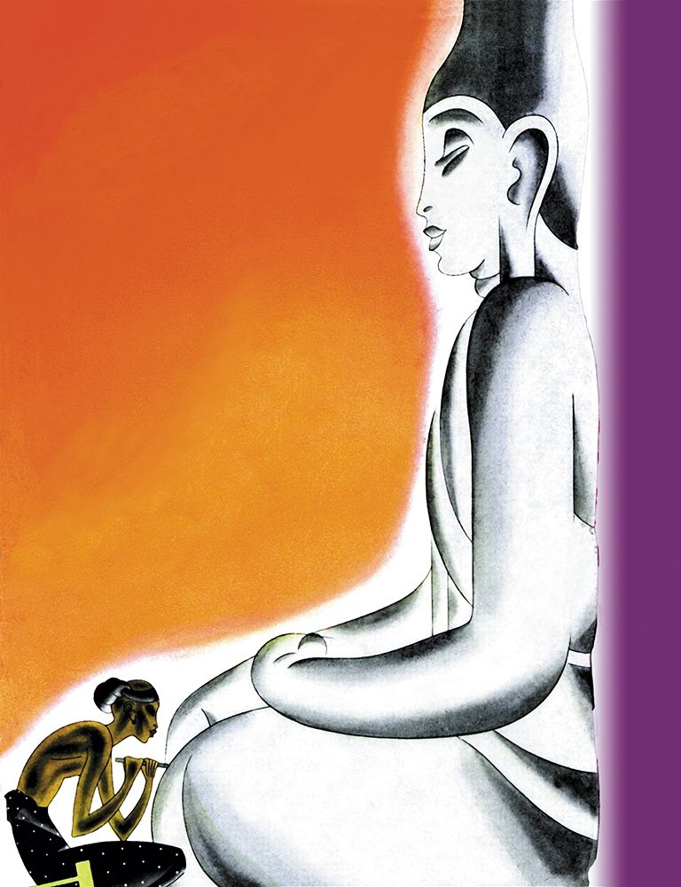 Art Print: Burmese Sculptor at the knees of Buddha, 1933