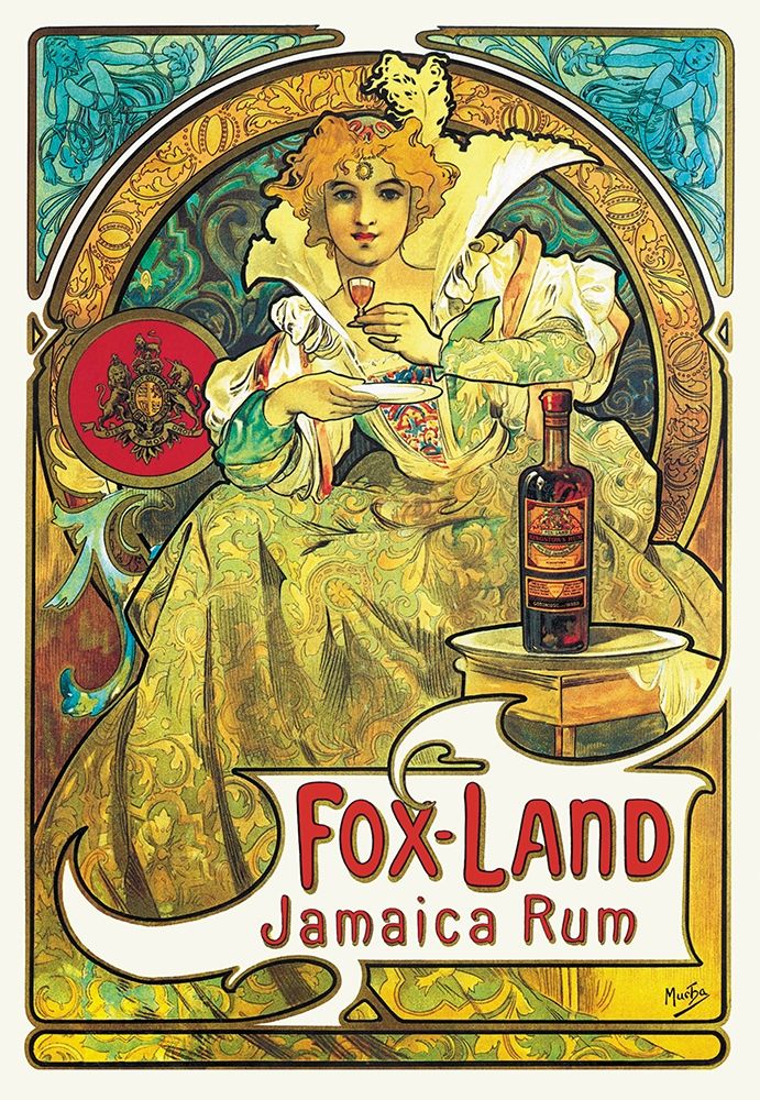 Wall Art Painting id:344858, Name: Fox-Land Jamaica Rum, 1897, Artist: Mucha, Alphonse