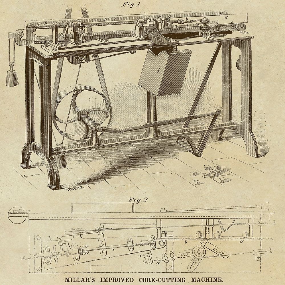 Wall Art Painting id:345694, Name: Millars Improved Cork Cutting Machine, Artist: Inventions