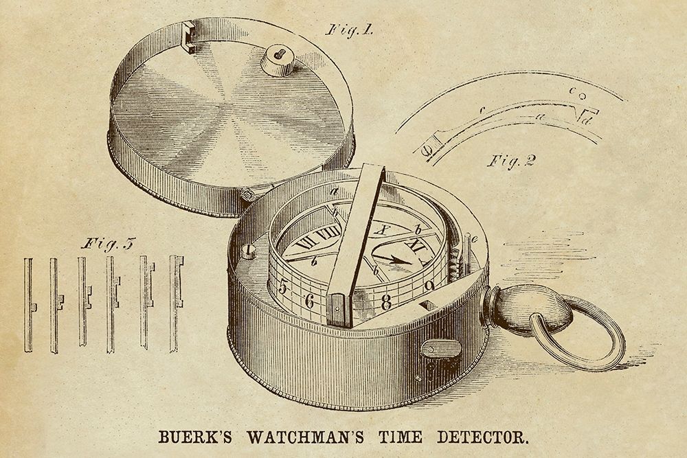 Wall Art Painting id:345696, Name: Buerks Watchmans Time Detector, Artist: Inventions