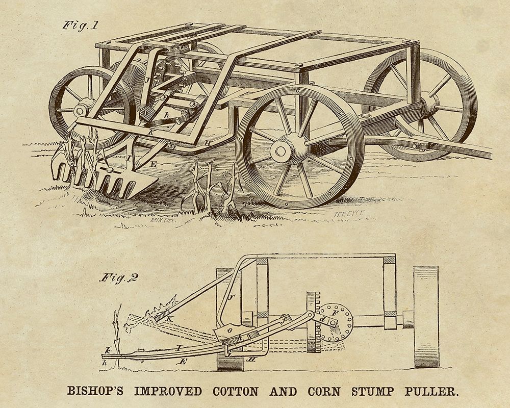 Wall Art Painting id:345701, Name: Bishops Improved Cotton and Corn Stump Puller, Artist: Inventions