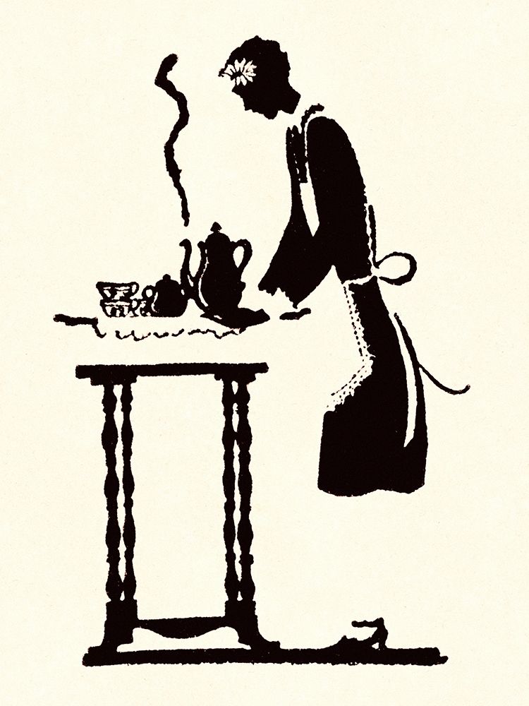 Wall Art Painting id:346157, Name: Maid Prepares Hot and Steaming Coffee, Artist: Parrish, Maxfield