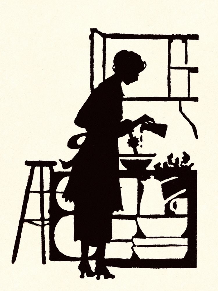 Art Print: Homemaker Waters Plants in a Home