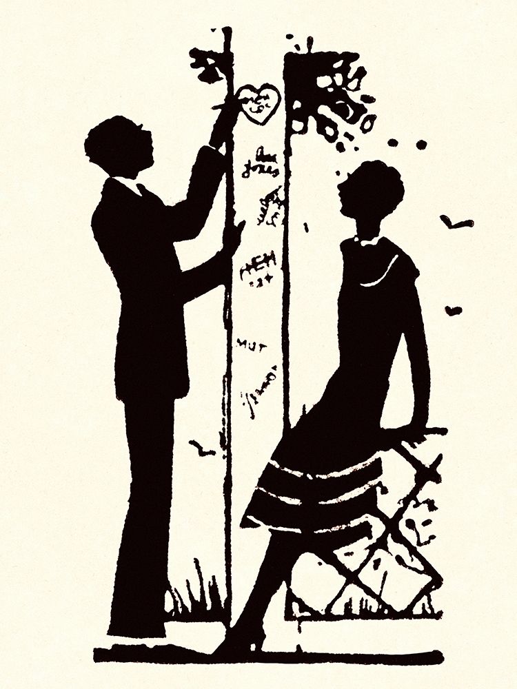 Art Print: Suitor Pulls a Heart From a Trellis