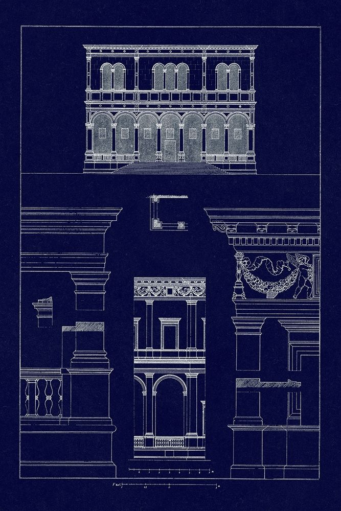 Wall Art Painting id:345856, Name: Palazzo del Consiglio at Padua, Villa Farnesia (Blueprint), Artist: Buhlmann, J.