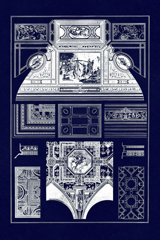 Wall Art Painting id:345869, Name: Cloister Vaults and Coved Ceilings (Blueprint), Artist: Buhlmann, J.