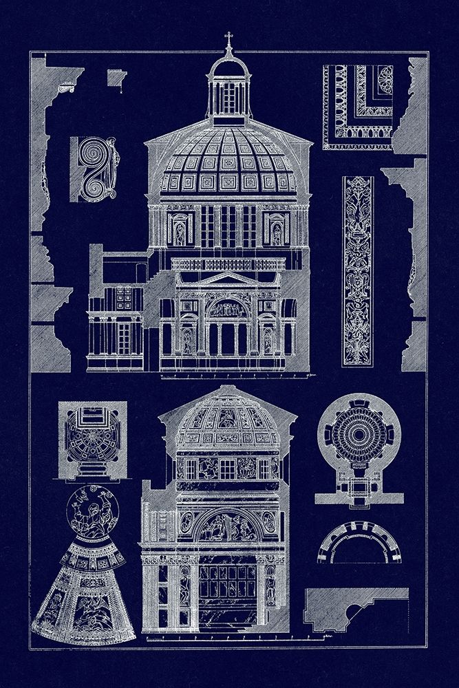 Wall Art Painting id:345871, Name: Domical Vaulting of the Renaissance (Blueprint), Artist: Buhlmann, J.