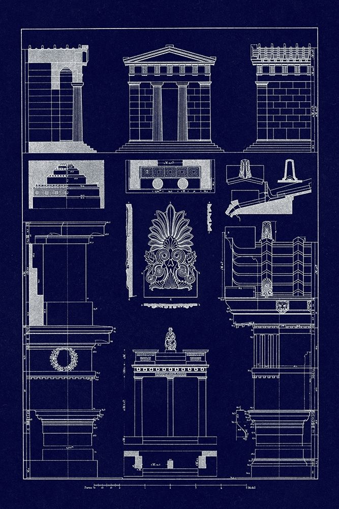 Wall Art Painting id:345912, Name: Temple of Diana, Monument of Thrasyllus (Blueprint), Artist: Buhlmann, J.