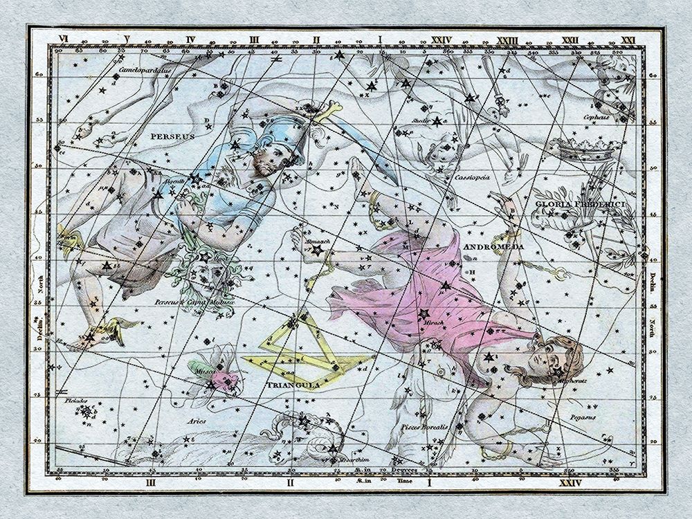 Wall Art Painting id:344832, Name: Maps of the Heavens: Andromeda and Perseus, Artist: Jamieson, Alexander