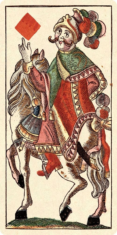 Wall Art Painting id:344922, Name: Knight of Diamonds (Bauern Hochzeit Deck), Artist: Gobl, Andreas Benedictus