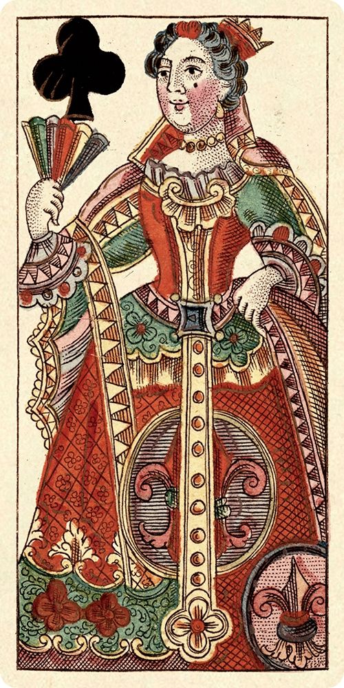 Wall Art Painting id:344925, Name: Queen of Clubs (Bauern Hochzeit Deck), Artist: Gobl, Andreas Benedictus