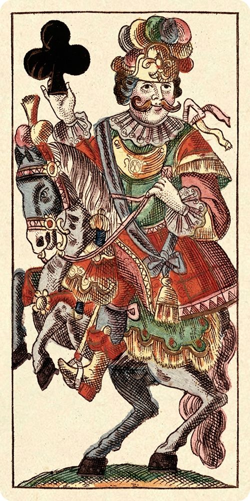 Wall Art Painting id:344926, Name: Knight of Clubs (Bauern Hochzeit Deck), Artist: Gobl, Andreas Benedictus