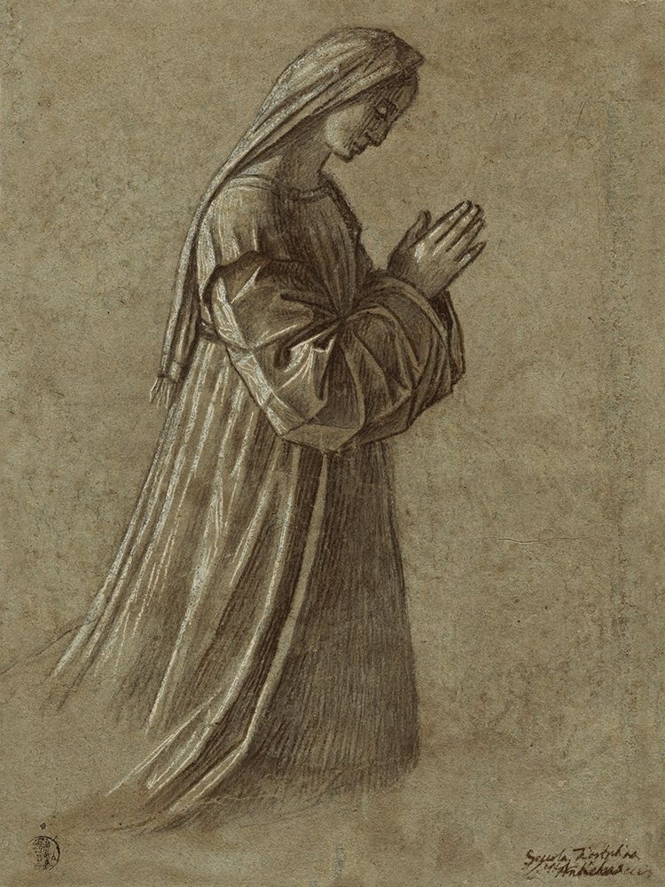 Wall Art Painting id:347867, Name: Study of the Virgin (recto); Study of the Virgin and of Hands (verso), Artist: Carpaccio, Vittore