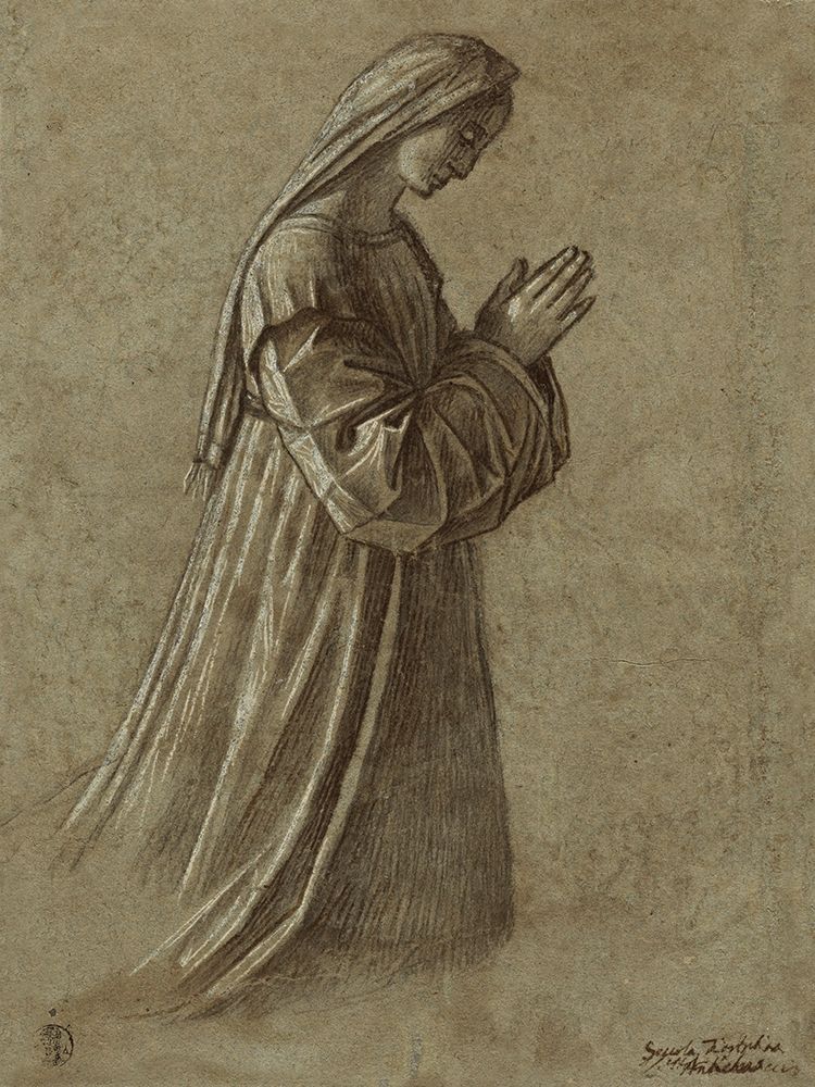 Art Print: Study of the Virgin (recto); Study of the Virgin and of Hands (verso)