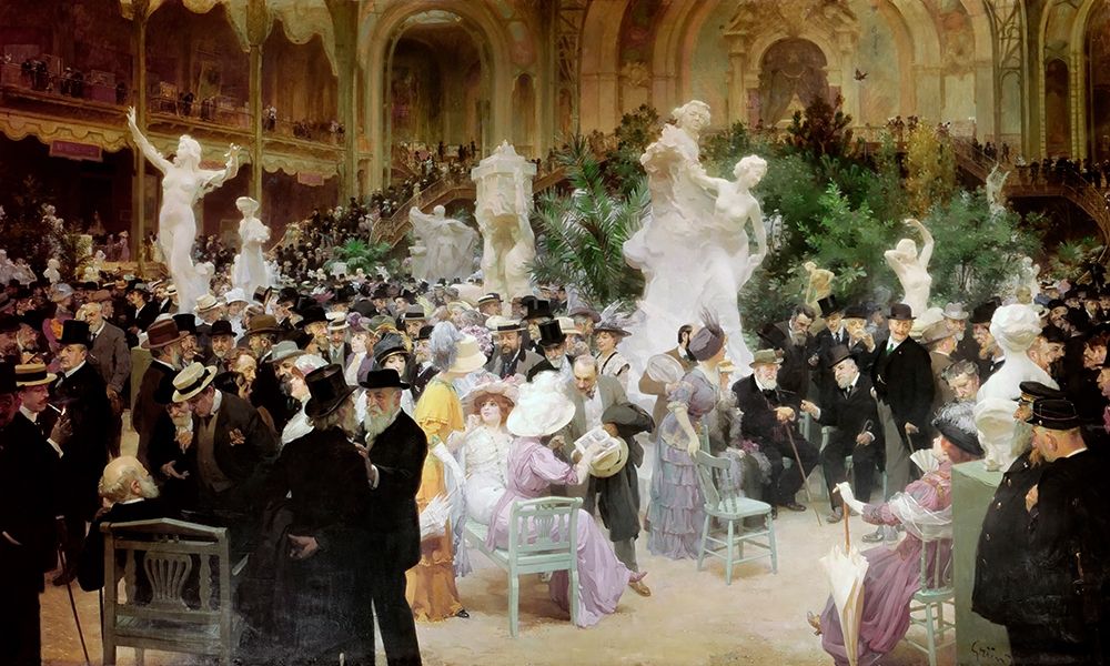 Wall Art Painting id:344110, Name: Friday at the French Artists Salon, 1911, Artist: Grun, Jules-Alexandre