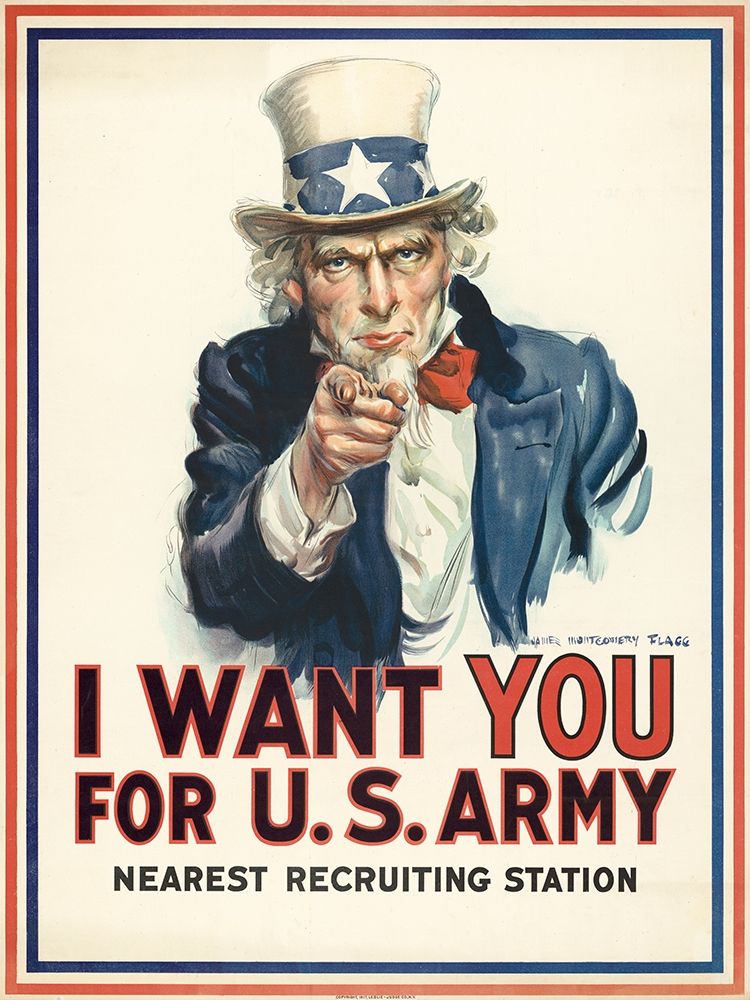Wall Art Painting id:344658, Name: I want you for U.S. Army, c. 1917, Artist: Flagg, James Montgomery