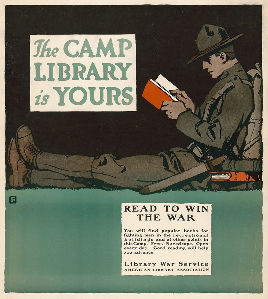 Art Print: The Camp Library is Yours - Read to Win the War, 1917