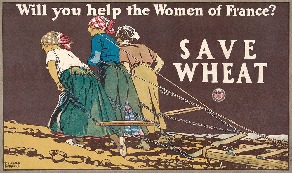 Art Print: Will You Help the Women of France? Save Wheat, 1918
