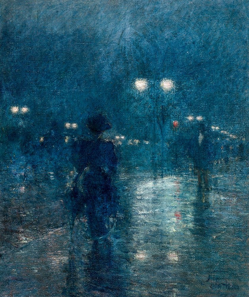 Wall Art Painting id:343477, Name: Fifth Avenue Nocturne, Artist: Hassam, Childe