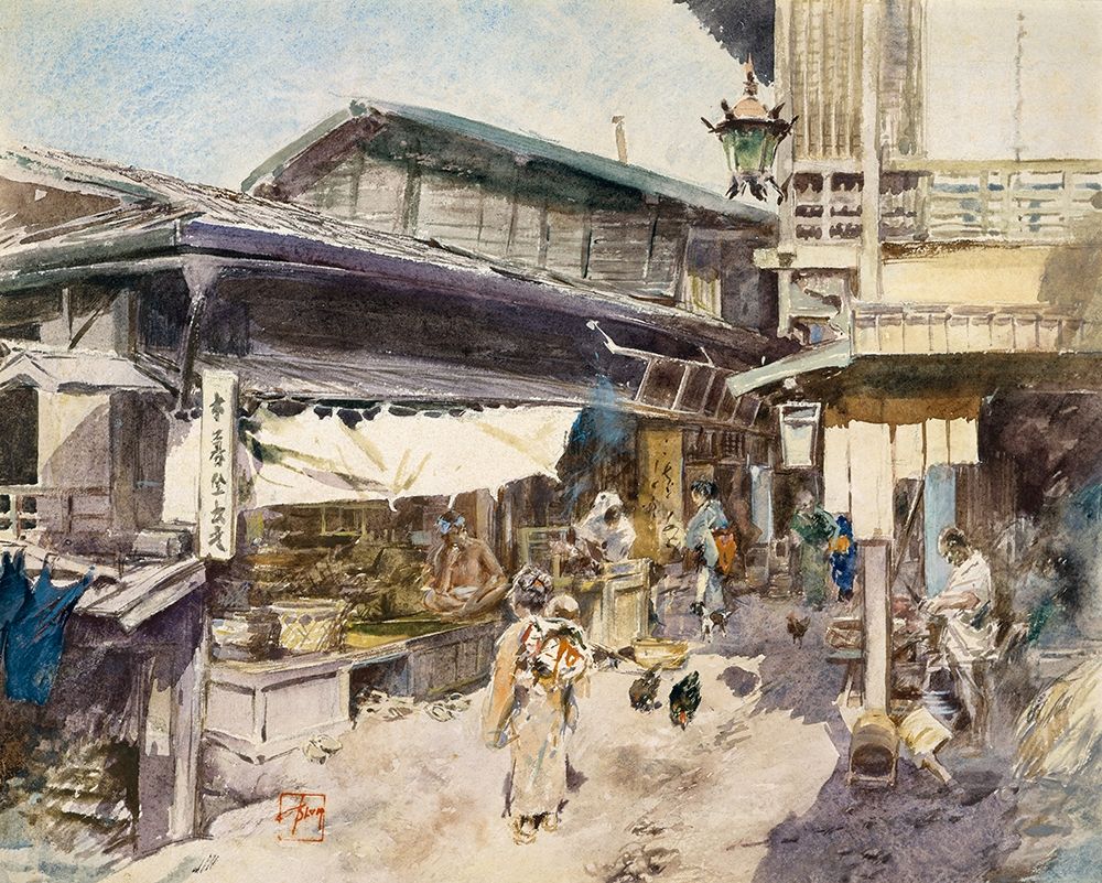 Wall art: Street Scene in Ikao, Japan, by Blum, Robert Frederick