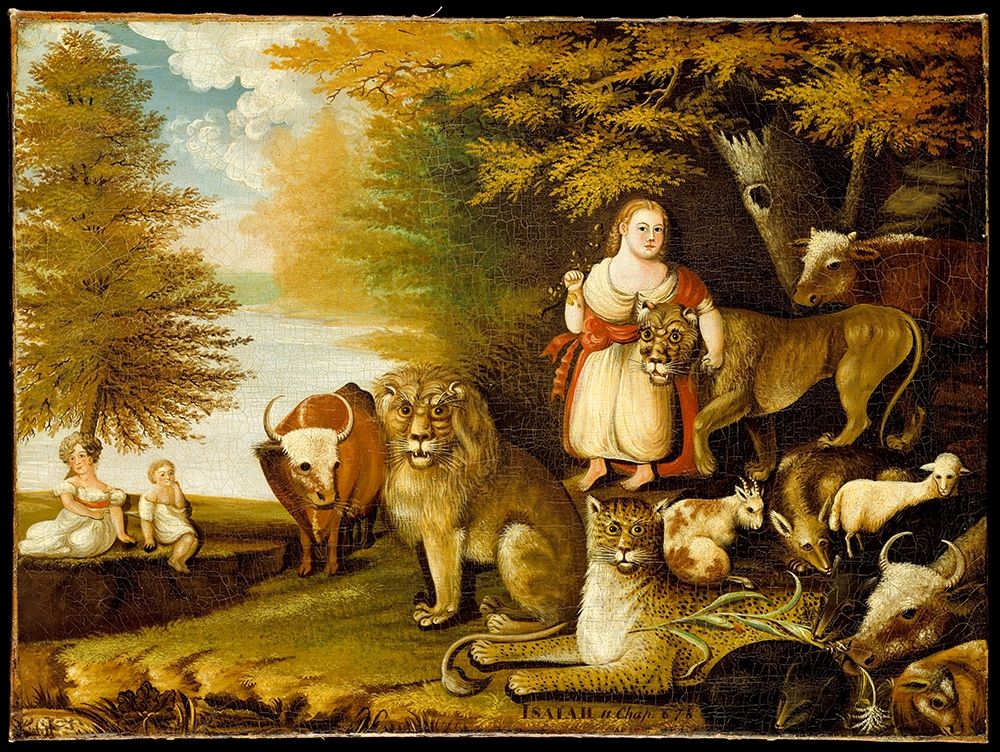 Wall Art Painting id:353340, Name: Peaceable Kingdom, Artist: Hicks, Edward