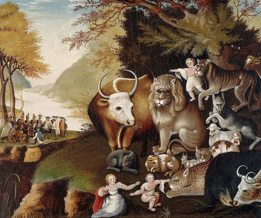 Wall Art Painting id:350827, Name: The Peaceable Kingdom (II), Artist: Hicks, Edward